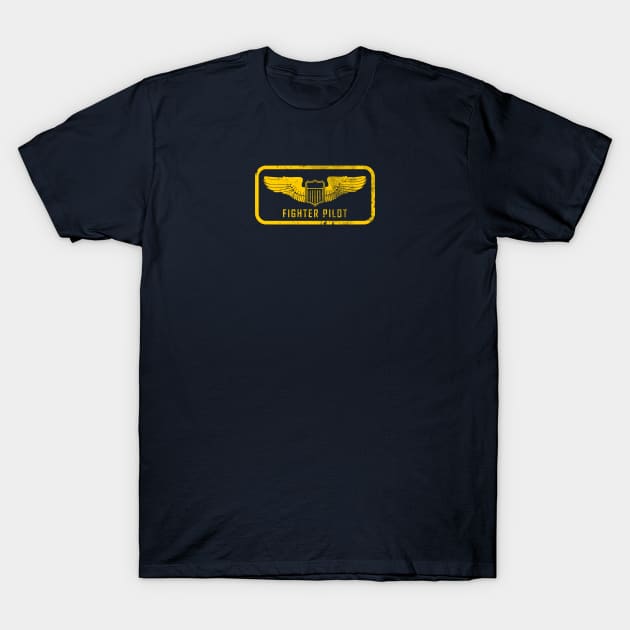 Fighter Pilot Wings Patch (distressed) T-Shirt by TCP